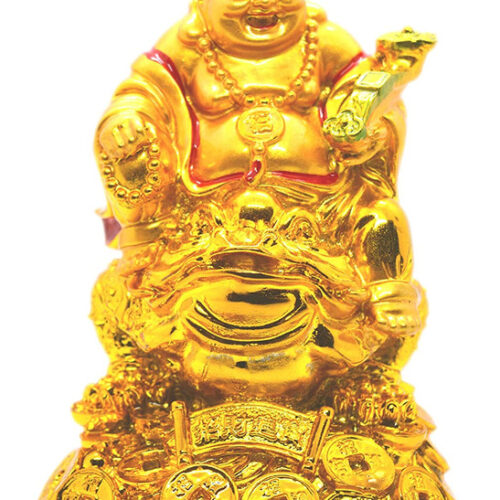RCW Fengshui Laughing Buddha on Frog Figurine (7 Cm, Gold)