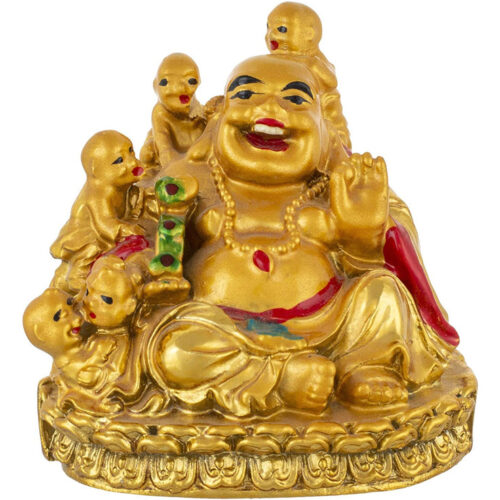 RCW Fengshui Laughing Buddha with Children Figurine (7 Cm, Gold)