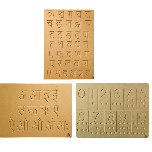 Wooden Tracing Board Hindi Ka Kha & Varnamala, 0-10 Number (Set of 3)