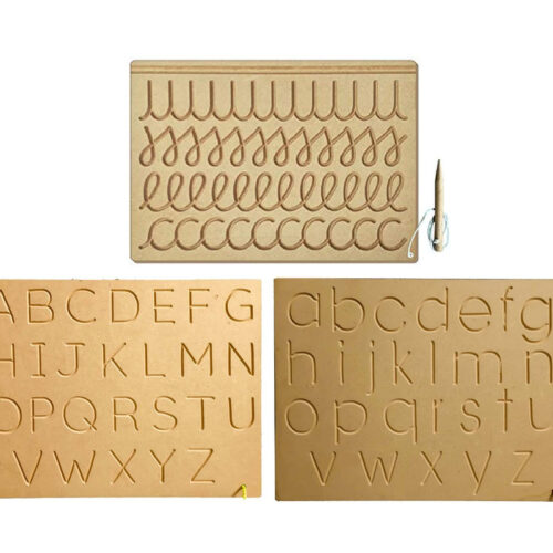 Wooden Tracing Board Capital, Small, Cursive Pattern (Set of 3)