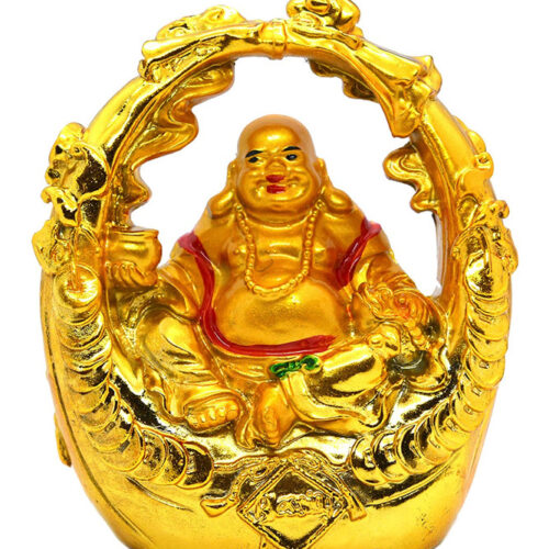 RCW Fengshui Laughing Buddha on Swing Figurine (7 Cm, Gold)
